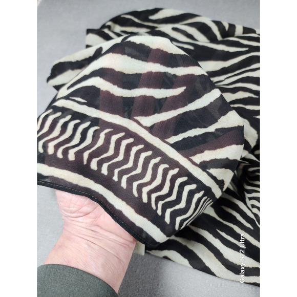 Chaps Women Blouse XL Animal Print Cinch Waist Sheer Mesh Boho Lagenlook Fest - Picture 7 of 7